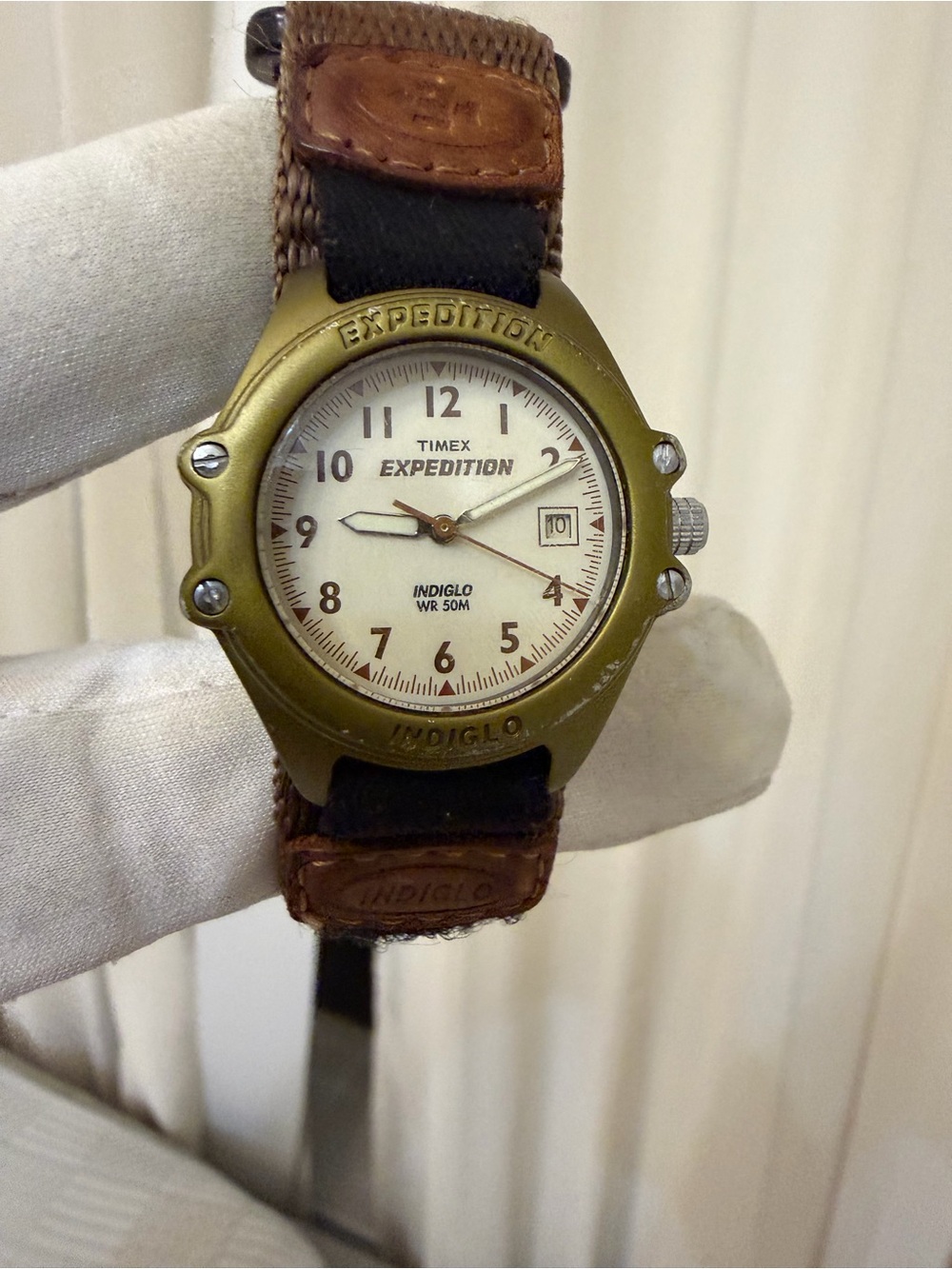 Vintage 1998 Timex Expedition Indiglo WR 50M Quartz Watch Olive Green H9